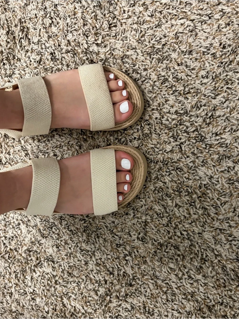 Neutral Strappy Platform Sandals - Cream Women's Summer Shoes